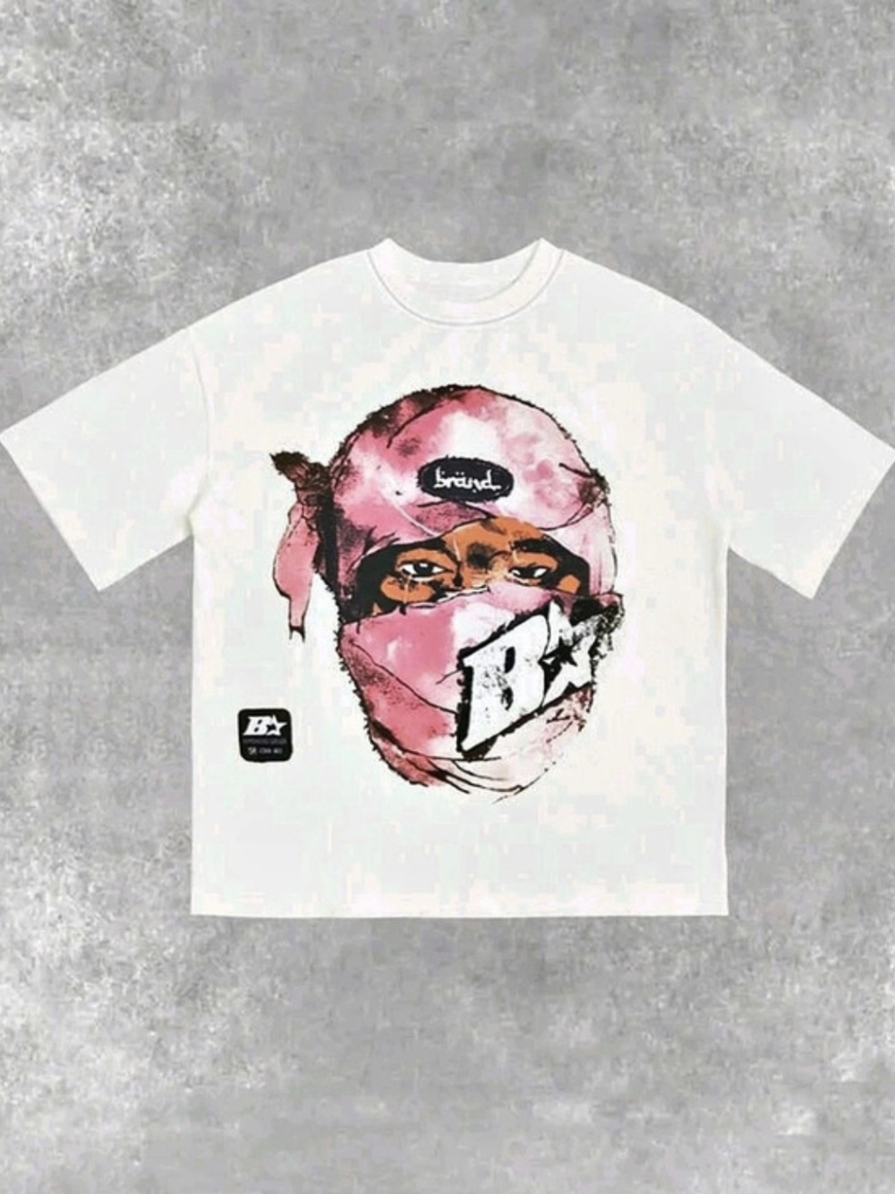 Brand X Graphic Short Sleeve Tee in White & Pink